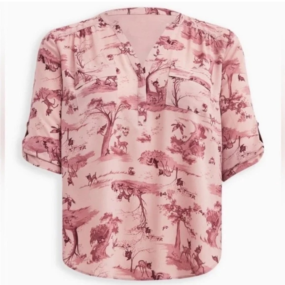 Disney Torrid Bambi Print Harper Georgette Pullover Blouse - Size 2